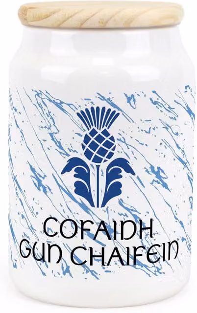 Purely Home Scottish Thistle Ceramic Airtight Storage Canister, Blue and White Floral Design