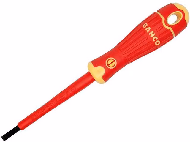 Bahco Insulated Slotted Tip Screwdriver, Red and Black