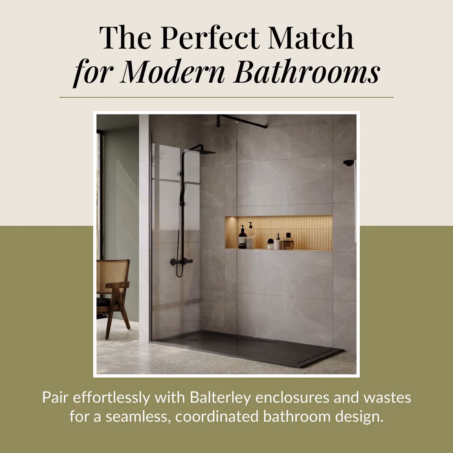 Balterley Premium Rectangular Walk In Shower Tray in Slate Grey, W: 1700 mm, D: 800 mm – 4