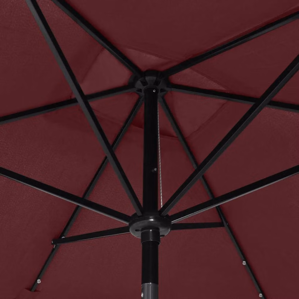 Berkfield Home Parasol with LEDs and Steel Pole, Bordeaux Red, W: 300 cm, D: 200 cm – 3