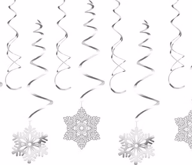 Neel Blue Silver Snowflake Swirl Hanging Cutout Christmas Decorations, 30 Pieces
