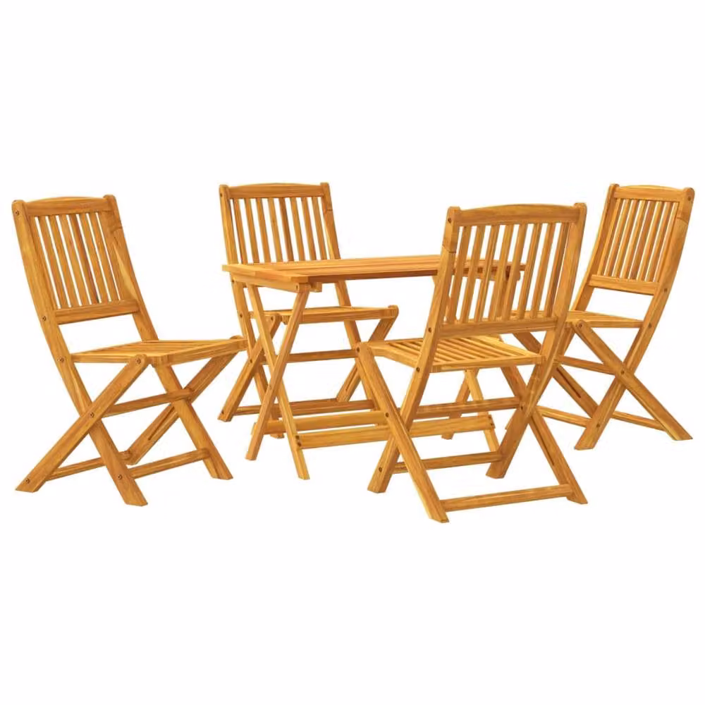 Berkfield Home 5 Piece Folding Garden Dining Set in Brown Oiled Acacia Wood – 2