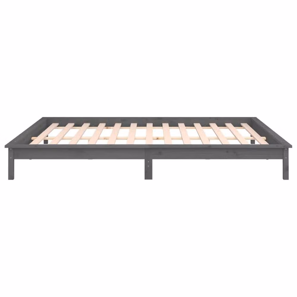 Berkfield Home Modern Solid Pine LED Bed Frame in Grey, W/D/H: 140 x 190 x 26 cm – 3