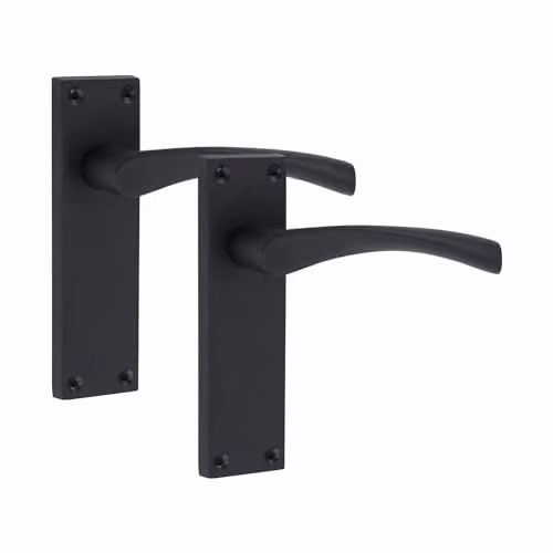 Golden Grace Victorian Scroll Door Handles with Latch, Matt Black, 6 Pairs – 2