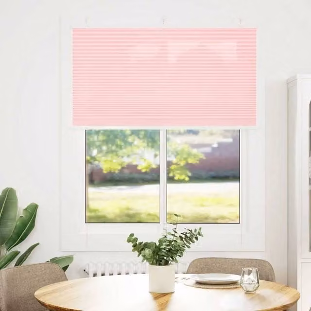 Berkfield Home Single Pleat Pink Polyester Semi-Transparent Blind, W: 110 cm, H: 100 cm