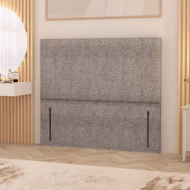 Somnior Beds Ltd Austin Tweed Fabric 54 Inch Floor Standing Upholstered Headboard in Grey/Silver Double