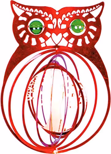 St Helens Home & Garden Red Owl Metal Wind Spinner