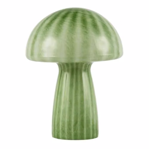 Happy Homewares Retro Green Glass Mushroom Table Lamp, H 23 cm x W 18 cm x D 18 cm