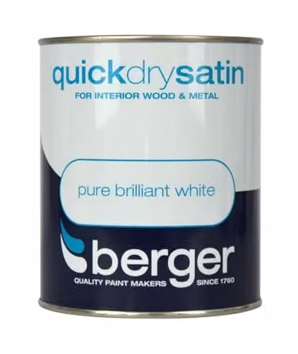 Berger Quick Dry Satin Paint in Brilliant White, 0.75 l – 1