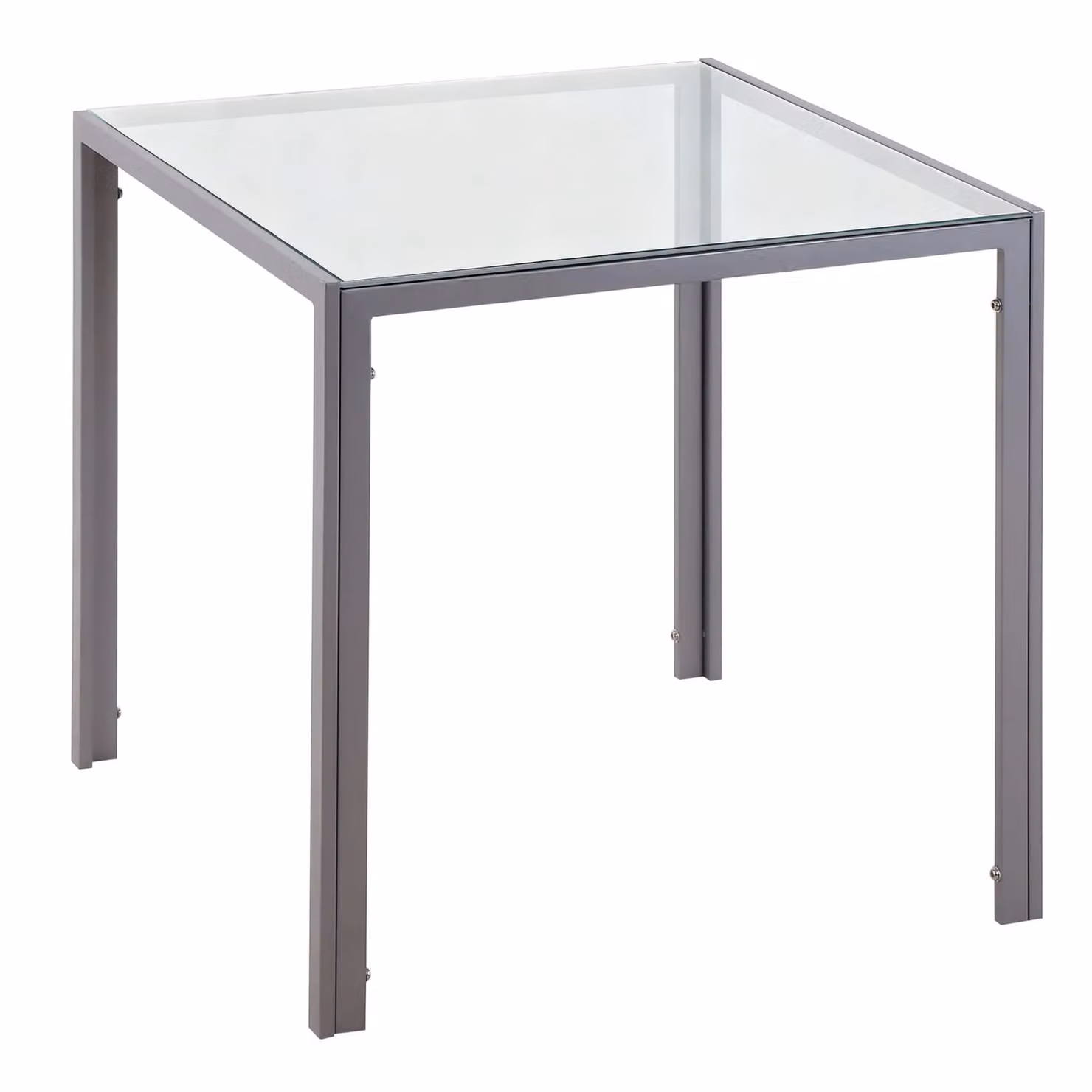 HOMCOM Modern Square Glass Top Dining Table with Metal Legs, Grey, W/D/H: 80 x 75 x 75 cm – 2