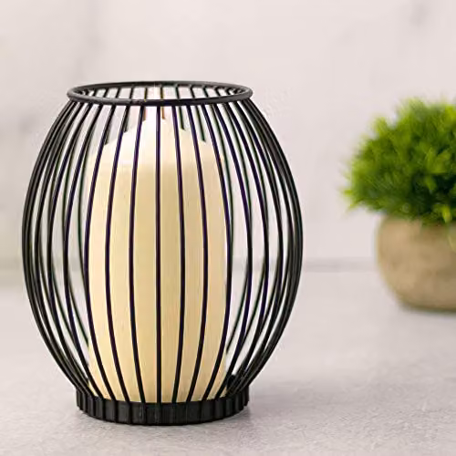 Maison & White Set of 2 Black Metal Birdcage Pillar Candle Holders – 6