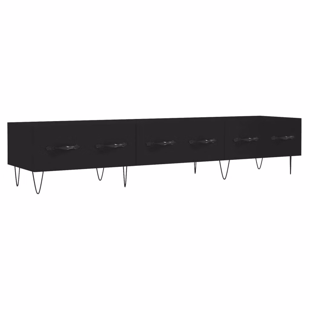 Berkfield Home Modern Black TV Cabinet in Matt Engineered Wood W/D/H: 150 x 36 x 30 cm – 2