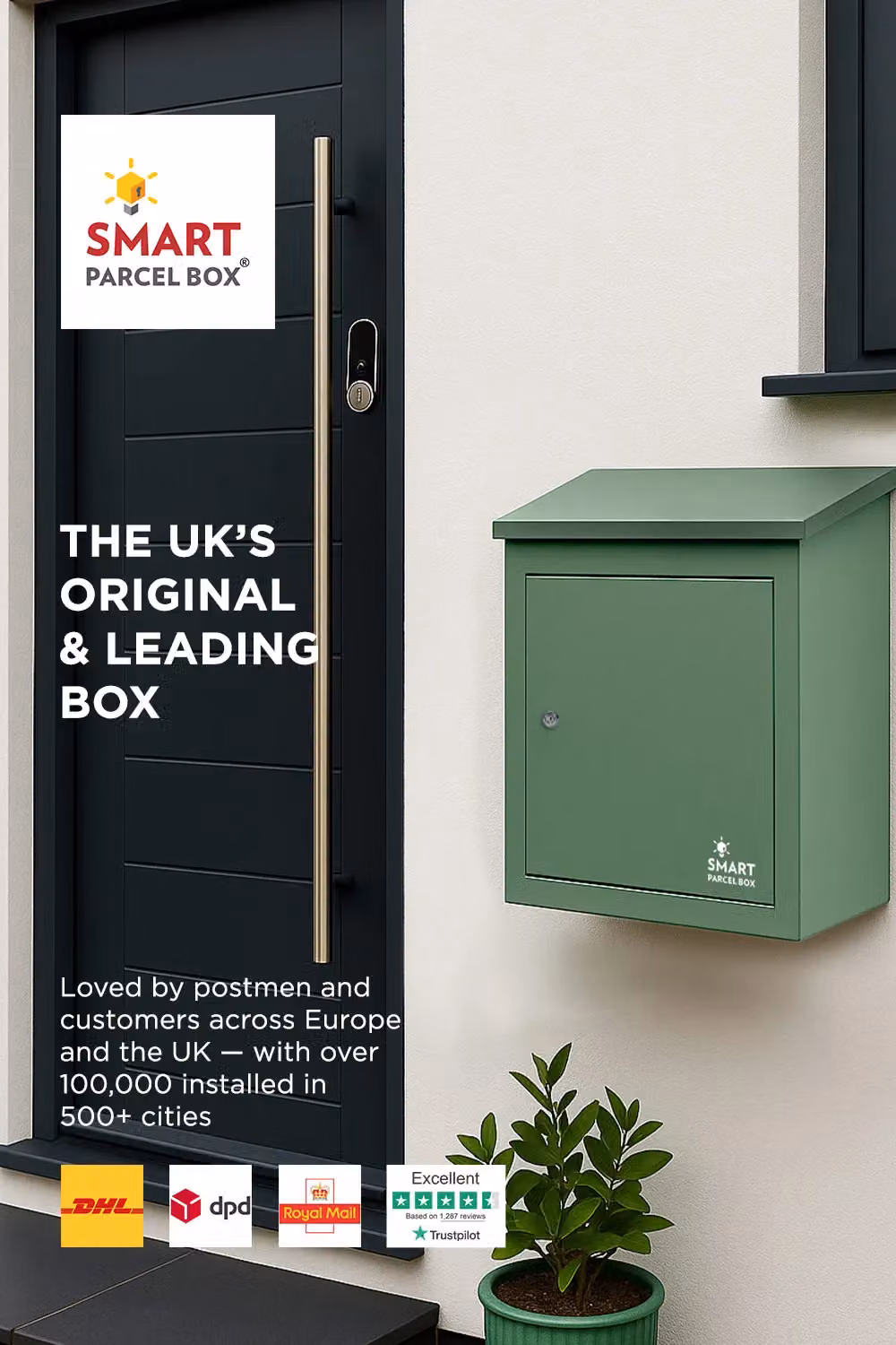 Homescapes Smart Parcel Box Medium Front Access Secure Delivery Box in Green – 2