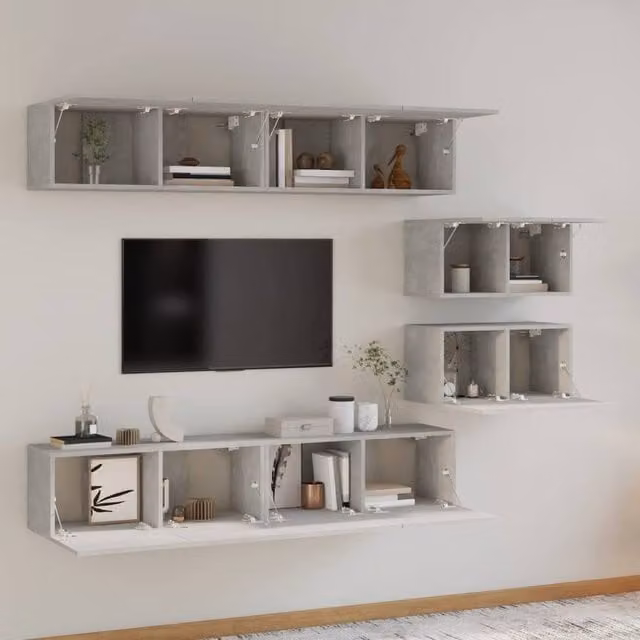 Berkfield Home Classic 6 Piece TV Cabinet Set in Concrete Grey MDF