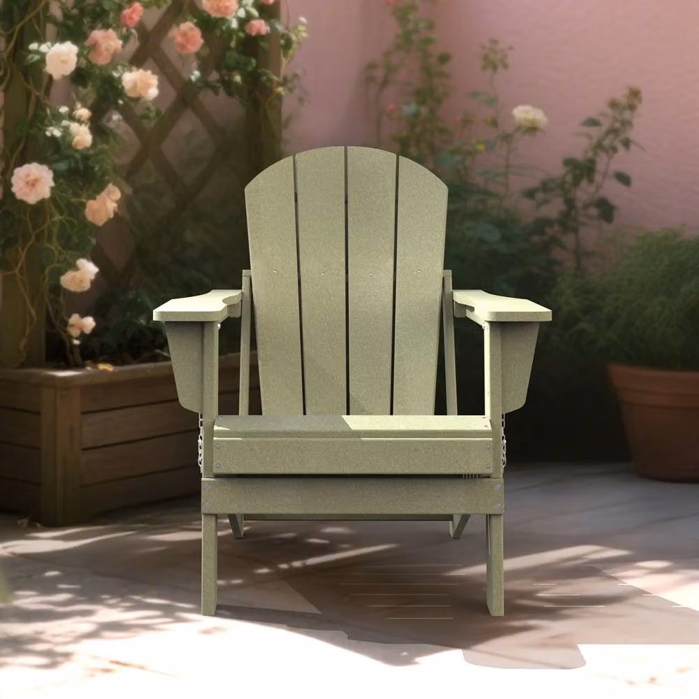 Mona Vale Furniture Green All-Weather Foldable Adirondack Outdoor Lounge Chair – 3