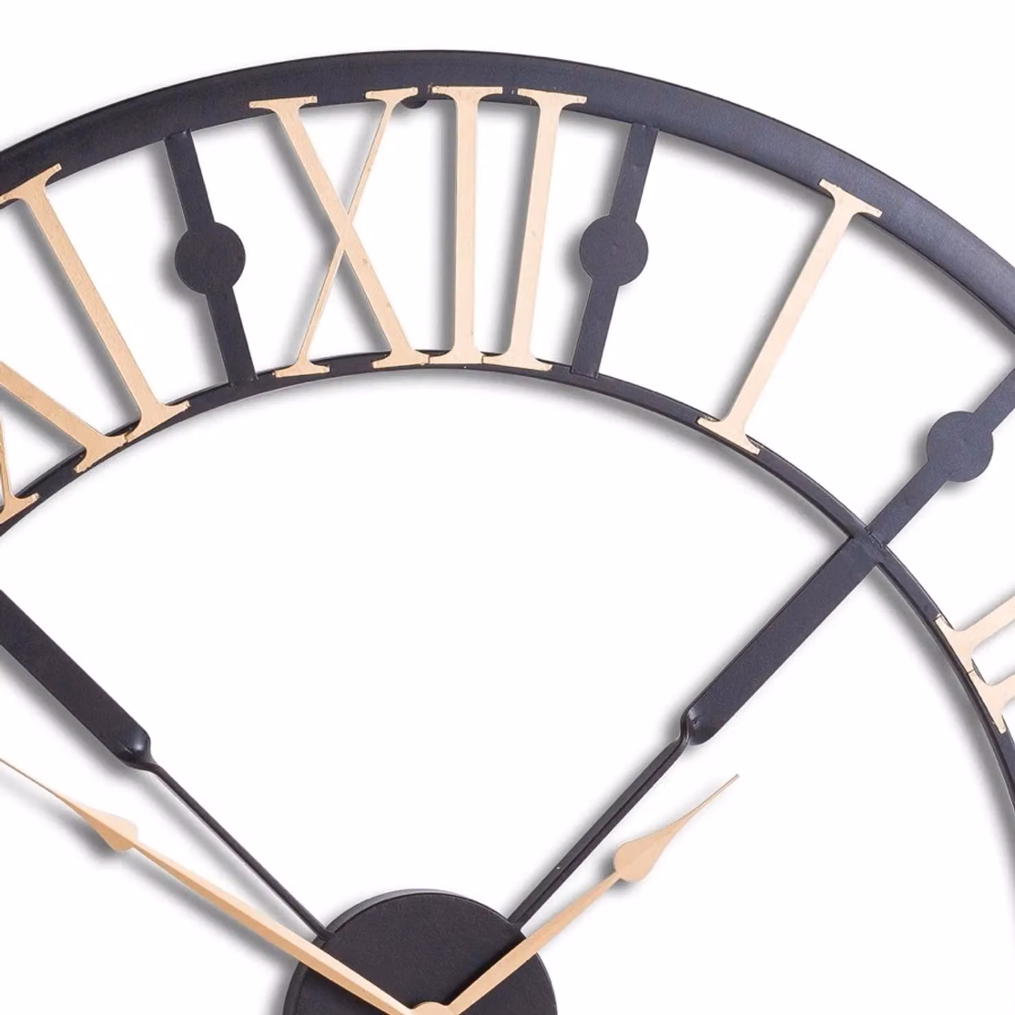 Hill Interiors Skeleton Round Analog Wall Clock in Black Metal – 2