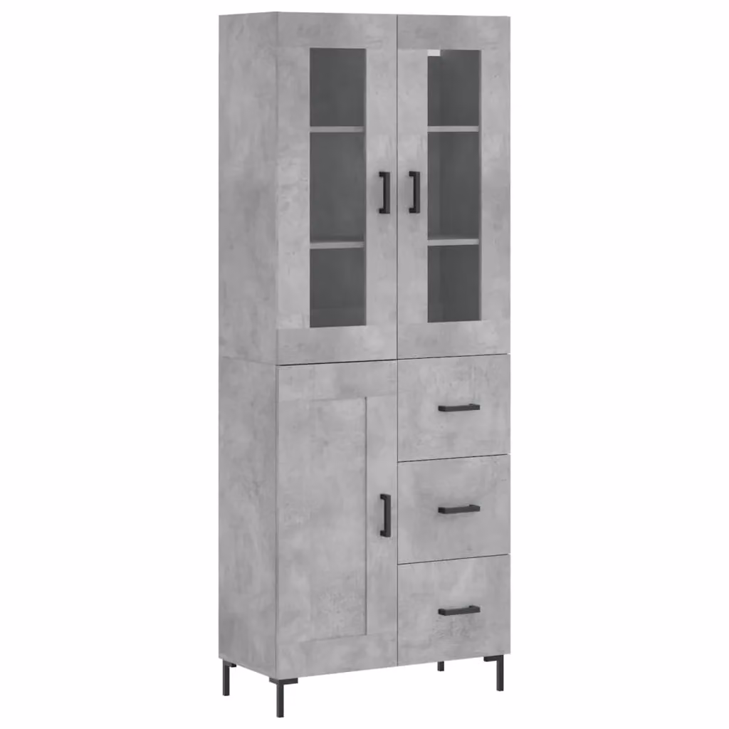 Berkfield Home Highboard in Concrete Grey, W/D/H: 69.5 x 34 x 180 cm – 2