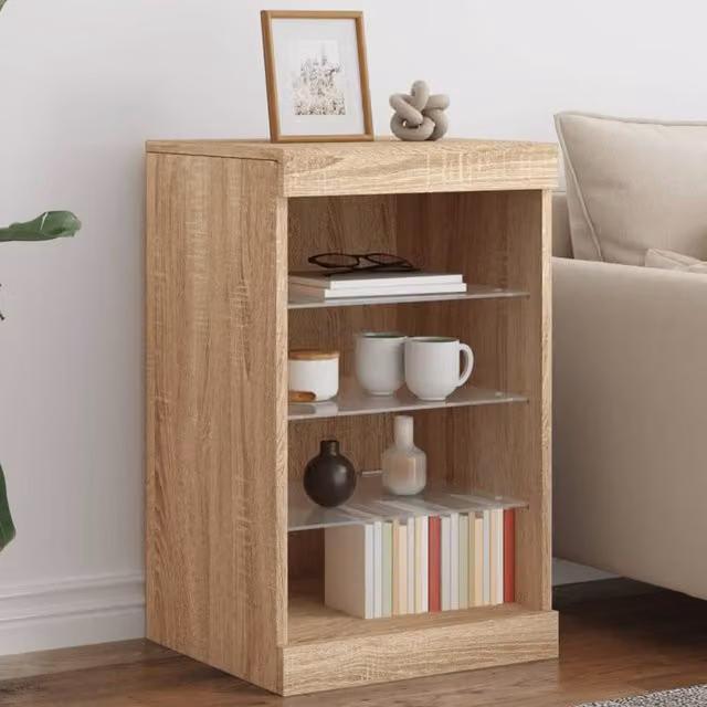 Berkfield Home Sonoma Oak Sideboard with Integrated LED Lights, Brown, W/D/H: 41 x 37 x 67 cm – 1