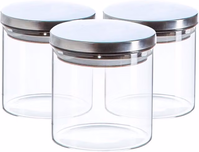 Argon Tableware Scandi Storage Jar with Silver Metallic Screw Lid, 550ml