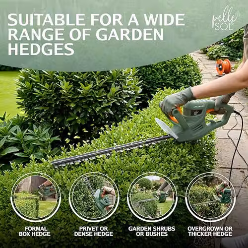 Pelle & Sol 450W Electric Reciprocating Hedge Trimmer with Steel Blades in Green – 5