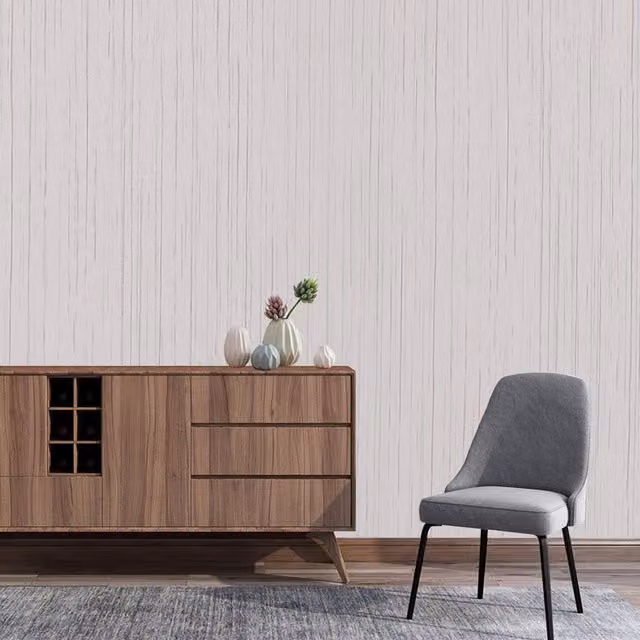 Livingandhome Self-Adhesive PVC Moisture-Resistant Striped Wallpaper in Beige and Grey