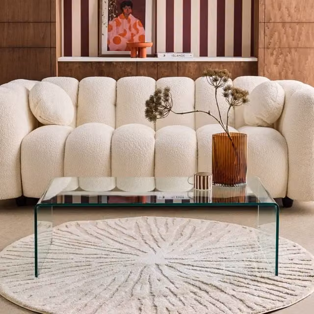 sweeek Modern Rectangular Tempered Glass Coffee Table in Clear