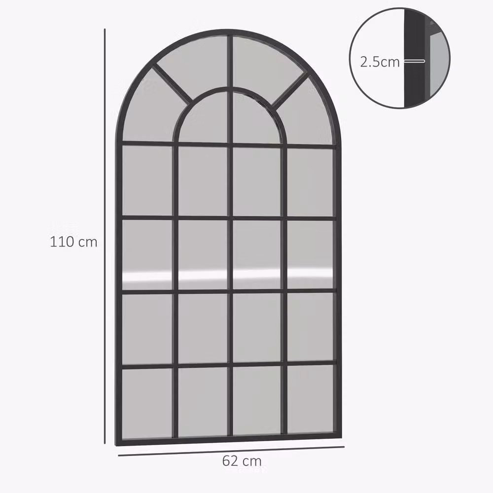 STILVORA Retro Arched Wall Mirror with Black Metal Frame – 3