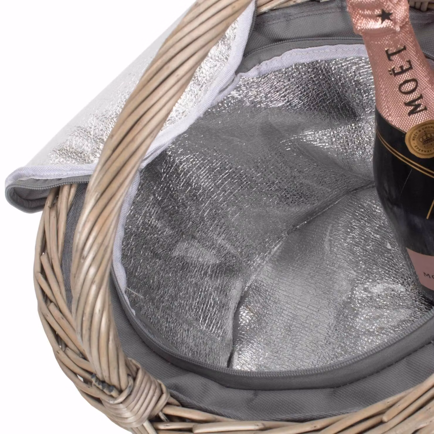 Red Hamper Wicker Round Picnic Basket in Red and Grey – 4