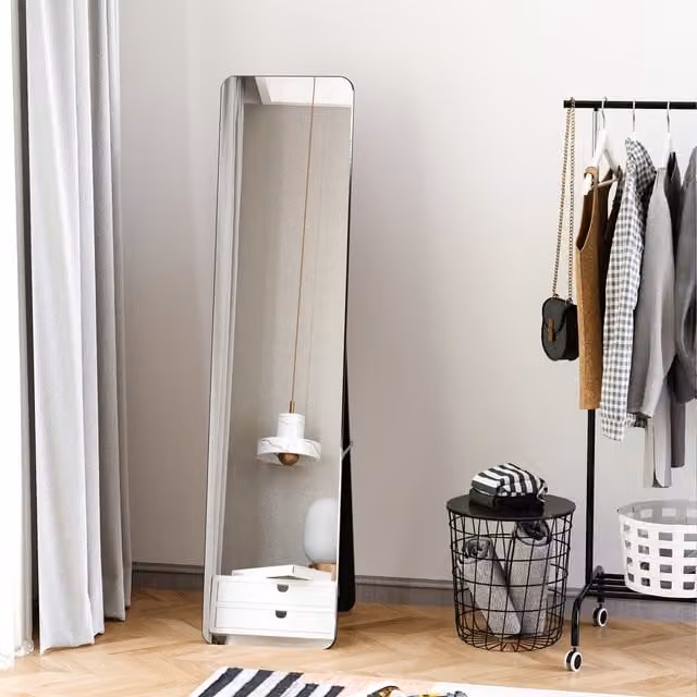 HOMCOM Full Length Dressing Mirror, Black, Floor Standing or Wall Mounted