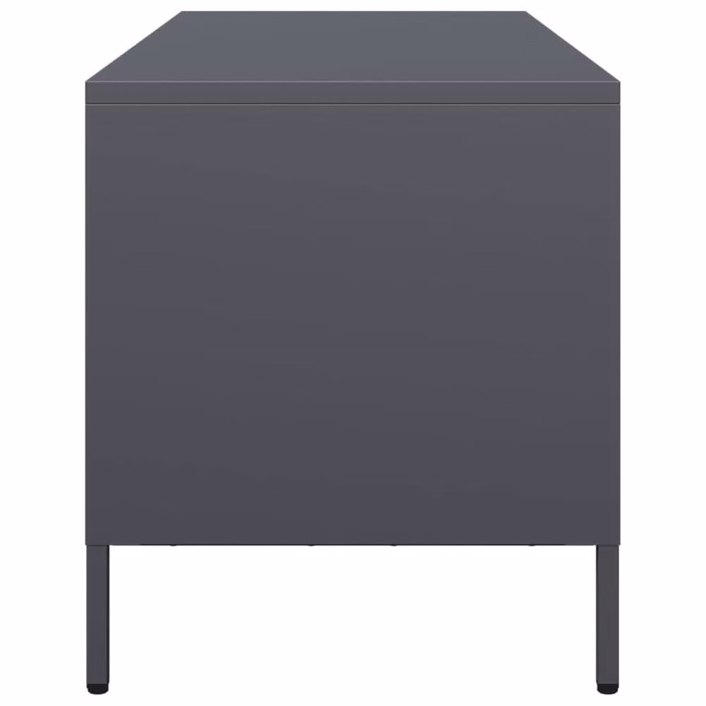 Berkfield Home Anthracite TV Cabinet in Matt Charcoal Cold-rolled Steel W/D/H: 101.5 x 39 x 43.5 cm – 4