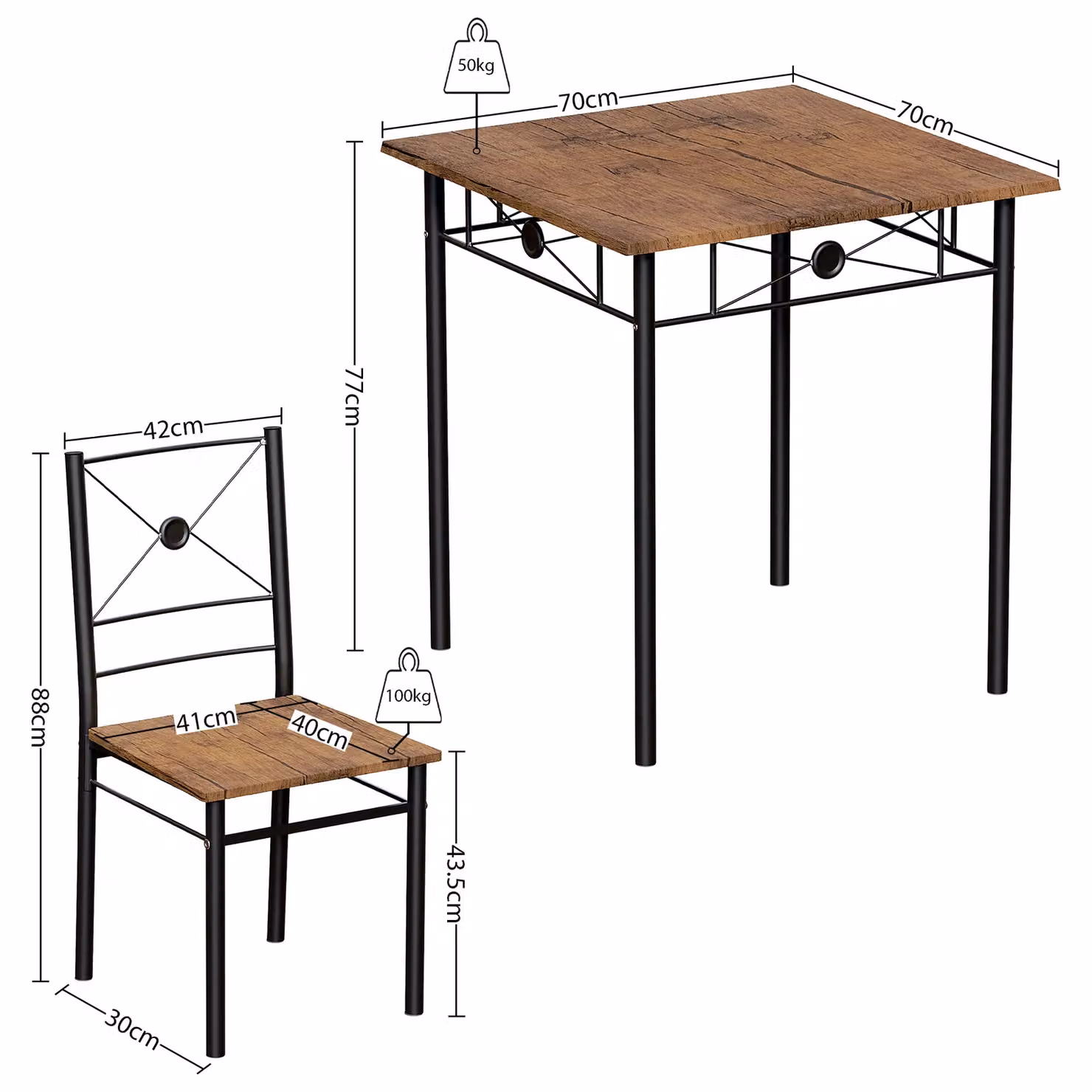 Vida Designs Roslyn Brown Drop Leaf Dining Table and 2 Chairs Set – 2