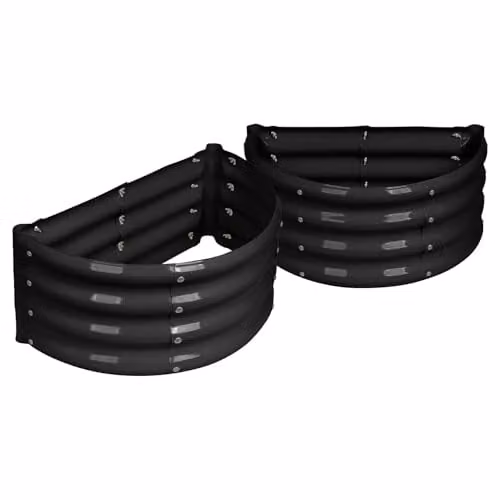 Harbour Housewares Pack of 2 Semi-Circle Raised Garden Beds in Anthracite, Galvanised Steel Metal Planter Boxes, W: 60 cm, D: 30 cm, H: 30 cm – 1