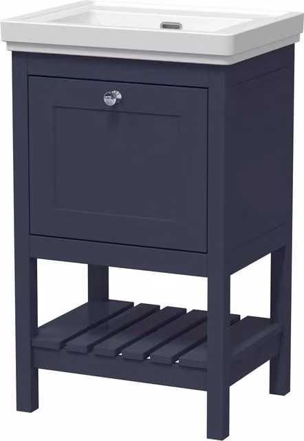 Balterley Blue 1 Drawer Bathroom Floor Vanity with Fireclay Basin