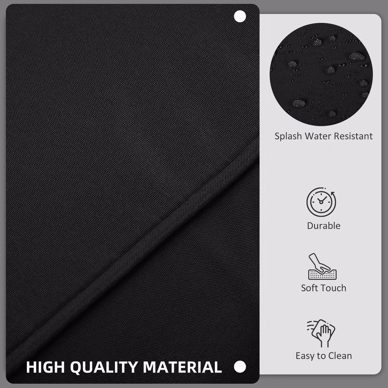 Outsunny Black Polyester Replacement Sofa Cushion Cover for Garden Rattan Furniture – 3