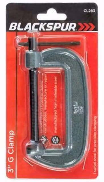 Blackspur Steel G-Clamp, 75mm, Grey