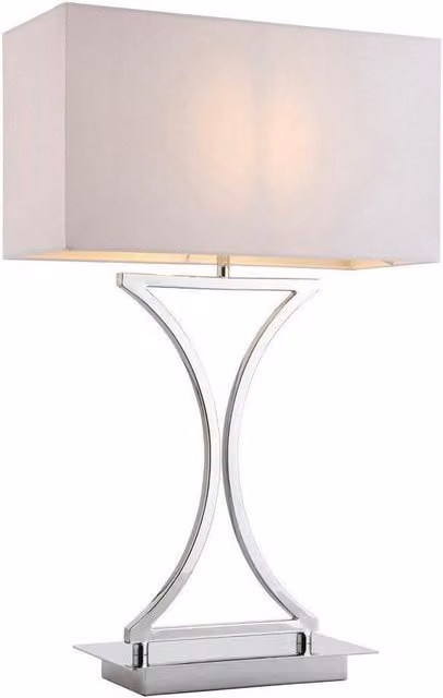 Netlighting Epalle Table Lamp with Grey Fabric Shade and Chrome Base, E14 – 1