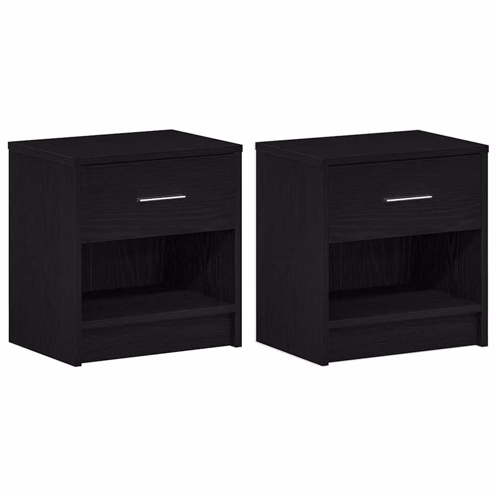 Berkfield Home Durable Bedside Cabinets with Drawer, 2 Pack, Black, W: 39 cm, D: 28 cm, H: 41 cm – 2