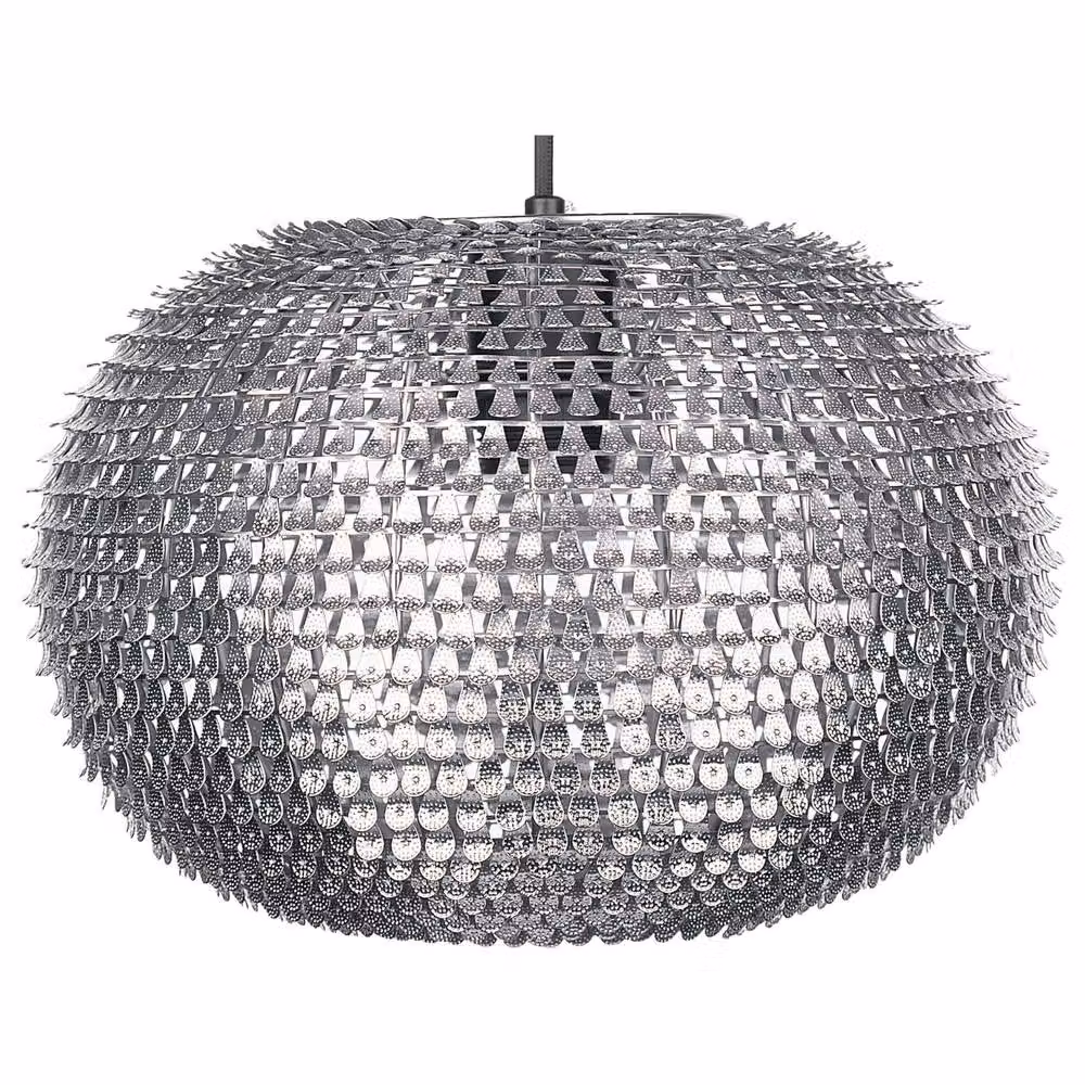 Wyld and Coco Silver and Copper Sphere Pendant Lamp with Height Adjustable Metal Design – 2
