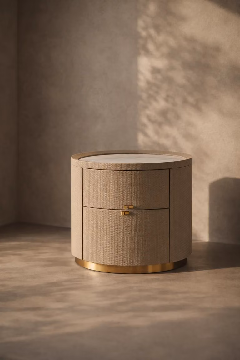 Tommy Franks Modern White and Grey Abstract Stone and Metal Bedside Table