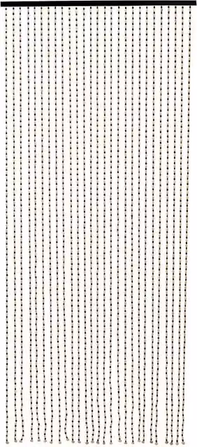Novecrafto Handmade Wooden Beaded Door Curtain with Hooks, White and Black Pattern, W: 90 cm, H: 200 cm – 1