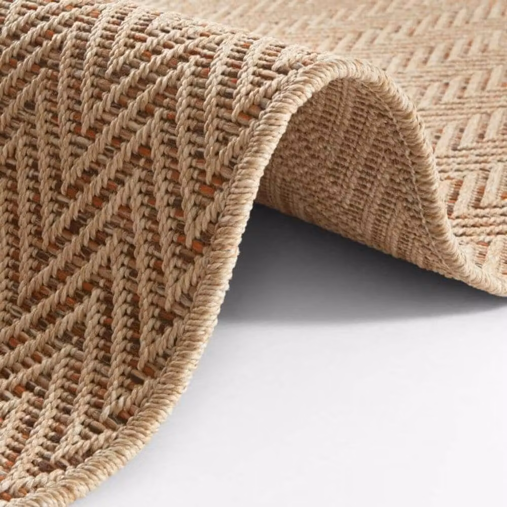 THE RUGS Nature Chevron Design Flatwoven Sisal Indoor Outdoor Runner in Beige, W: 80 cm, L: 450 cm – 3