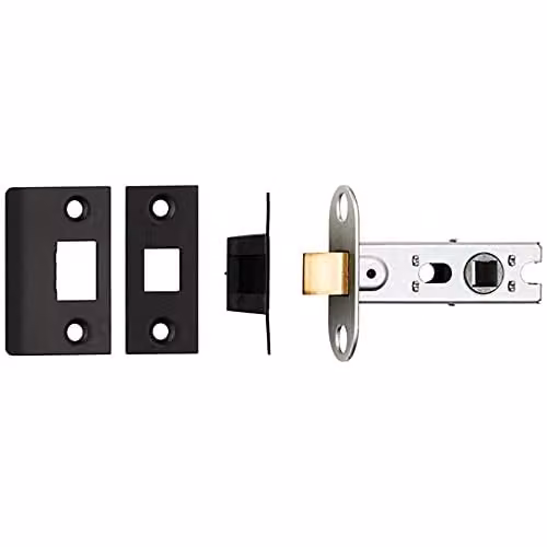 Loops 64mm Tubular Mortice Door Latch Bolt Through with Square Forends in Matt Black – 1