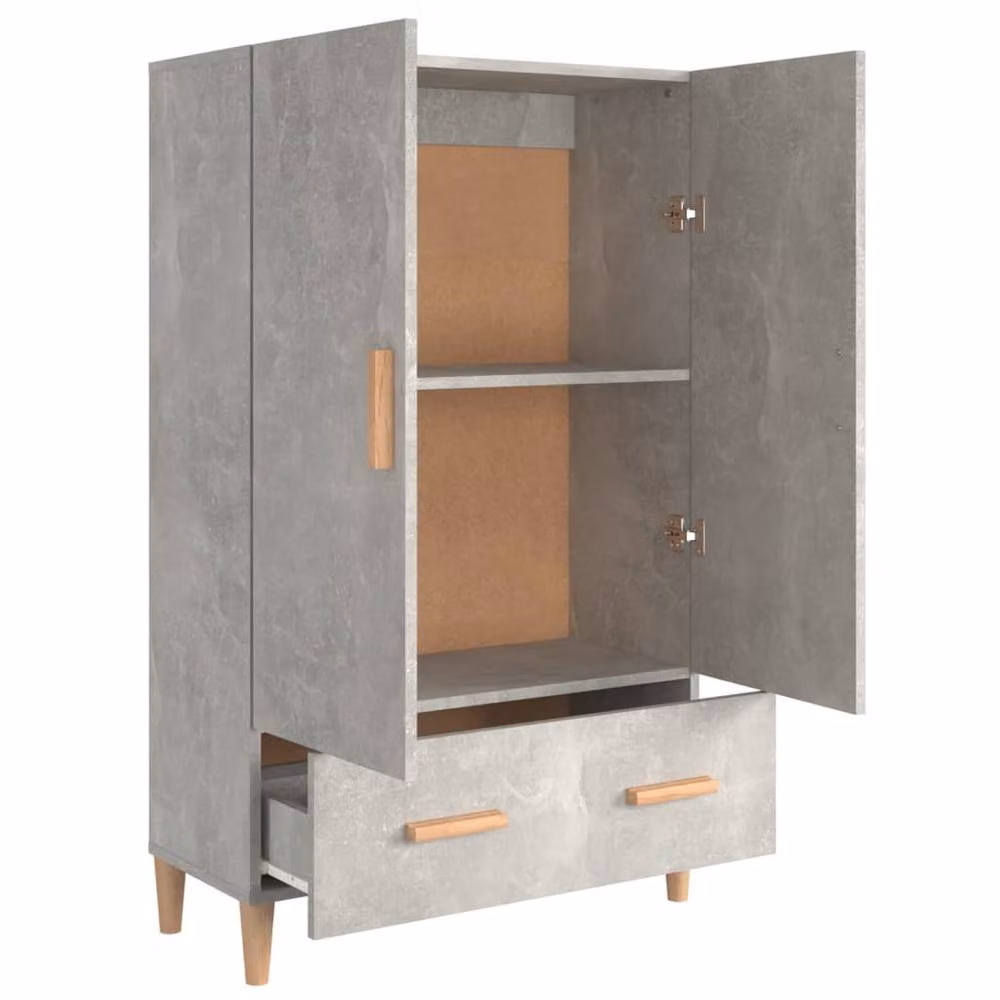 Berkfield Home Modern Highboard in Concrete Grey with Hinged Doors and Internal Shelves, W/D/H: 70 x 31 x 115 cm – 2