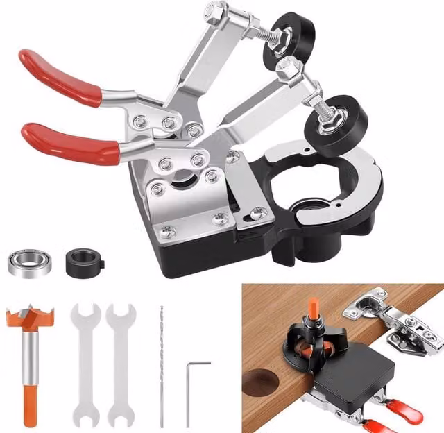 PAWNORA Silver Aluminum Concealed Door Hinge Jig 35mm