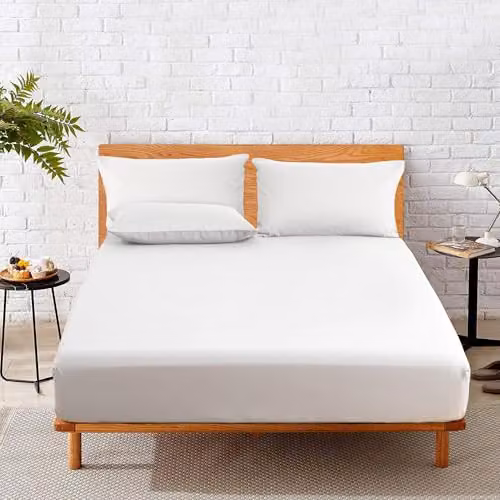 Home Sweet Home UK King Size Poly Cotton Fitted Sheet, White, W: 150 cm, D: 200 cm, H: 25 cm