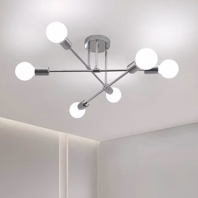 Goeco Industrial Metal Pendant Ceiling Light in Silver with E27 Fitting