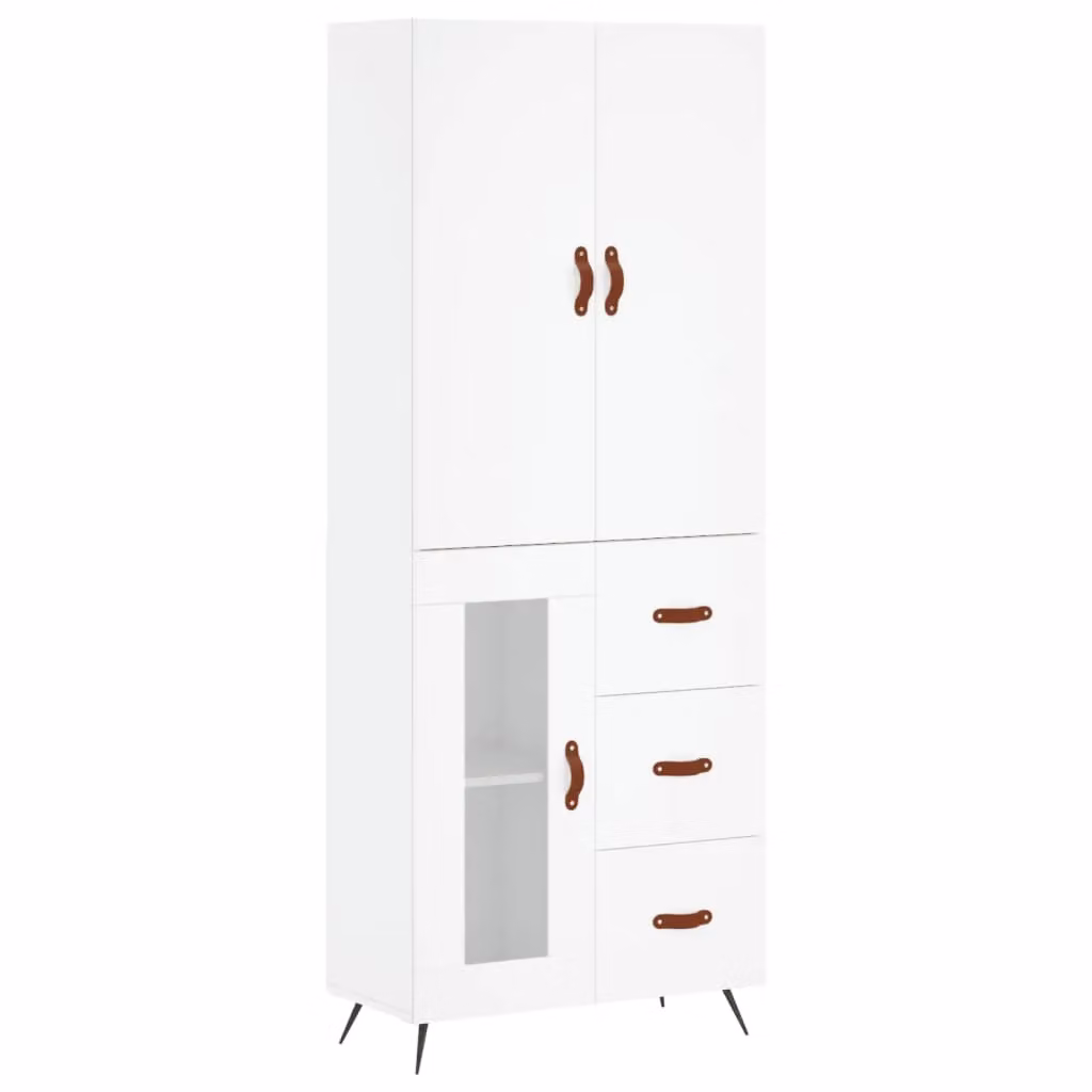 Berkfield Home White Highboard with Hinged Doors and Internal Shelves, W/D/H: 69.5 x 34 x 180 cm – 2
