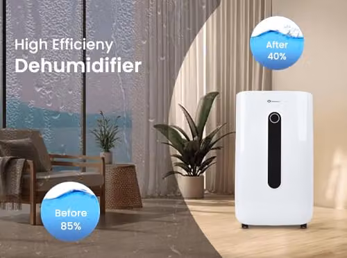 PureMate 20L Dehumidifier in White with Continuous Drainage and 24-Hour Timer – 8