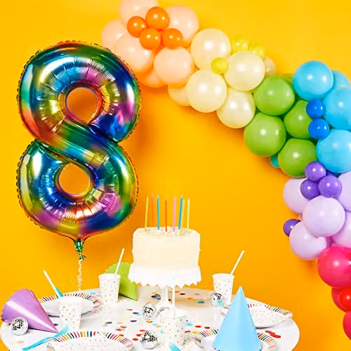 Amscan Large Number 8 Hanging Decoration in Bright Rainbow Multicolour for Birthdays and Anniversaries – 2