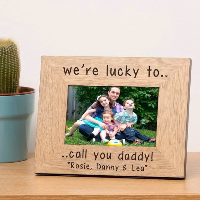 Uniqueful Personalised Lucky to Call You Daddy Mummy Nanny Wood Photo Frame, Brown, W/H: 17.78 x 12.7 cm